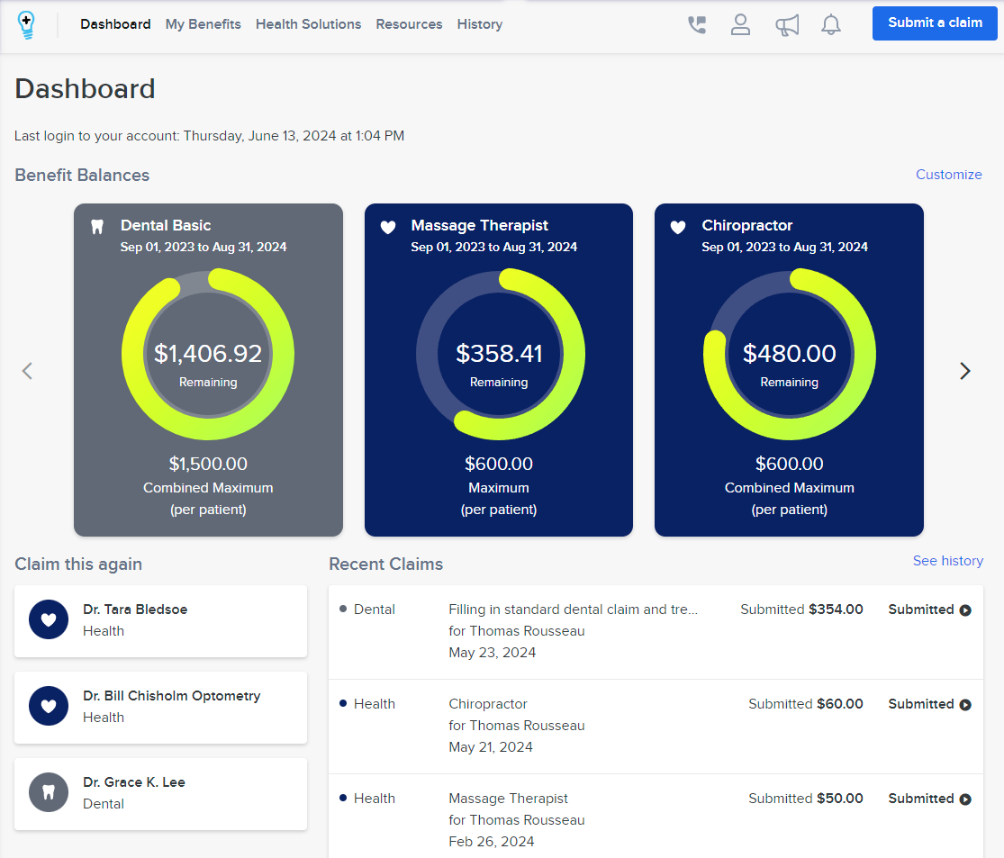 mystudentplan Benefits App - Dashboard page screenshot