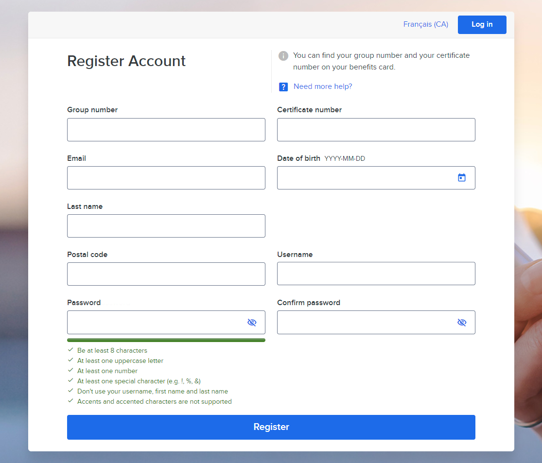 mystudentplan Benefits App - Register page screenshot