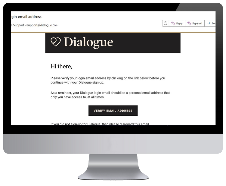 Dialogue Registration - Verify your email screenshot